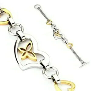NEW**Stainless and 14kt Ion Gold Plated Bracelet